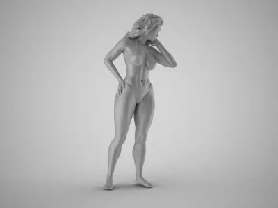 Girl Looking Leaning from Above 3D print model
