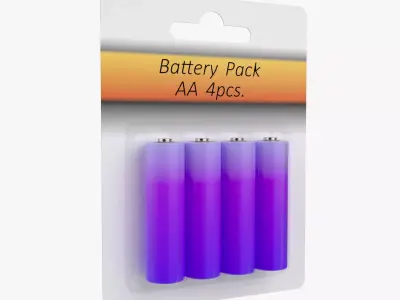 Battery Pack 4pcs AA Unwrapped 3D model