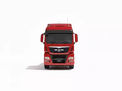 Tractor Truck with Lowboy Trailer Low-poly 3D model