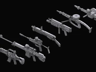 Gundam Zeon Rifles and Guns 3D model