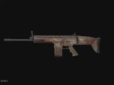 Post apocalyptic SCAR H Low-poly 3D model