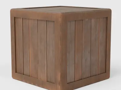 Simple Wood Box Low-poly 3D model