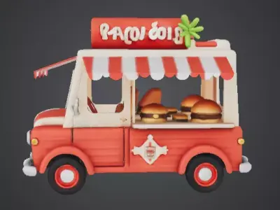 Burger Shop Mobile Cart 3D model