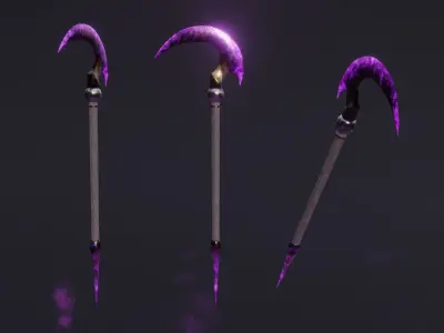 Set of 6 Elemental Scythe - Fantasy Medieval - Grim Reaper Low-poly 3D model