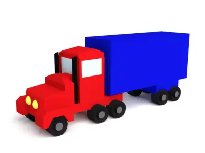 Low Poly Cartoon Toy Truck Low-poly 3D model