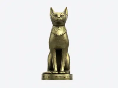Egyptian Cat Statuette Patinated 3D model