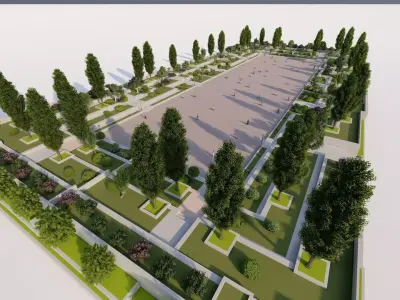 public park-Private Park Landscape 3D model 21