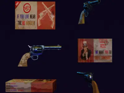 PACK Old West Gun Low-poly 3D model