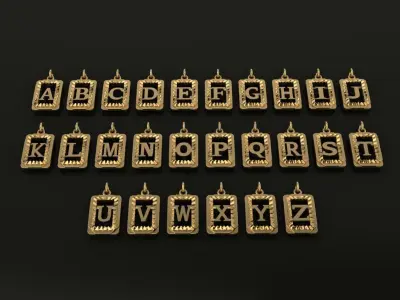 Antique Vintage Style Box Rectangle Letter Frame Pendant STYLE 1 3D print model
