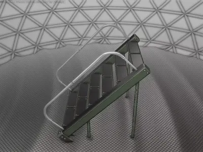 Sci-Fi Stairs - 20 - Green Version Low-poly 3D model