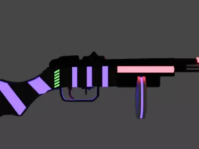 low-poly soviet automatic PPSH in cyberpunk style Free low-poly 3D model