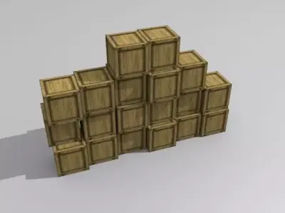 Crate 3 Wooden Low-poly 3D model