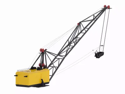 Excavator Dragline Crane Simplified ES11-70 Low-poly 3D model