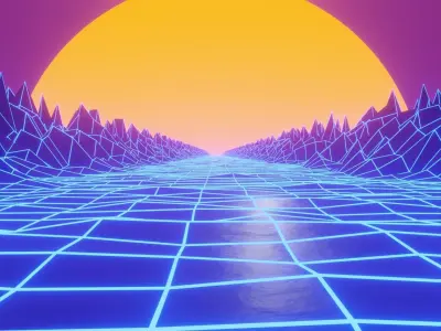 3D Retro Sunset 3D model