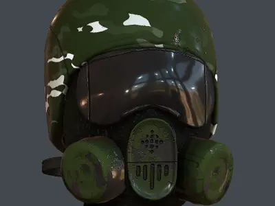 Gas mask helmet 3d model scifi Low-poly Low-poly 3D model Low-poly 3D model 27