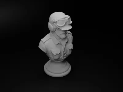 Helicopter Pilot Bust Chess 3D print model get