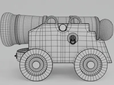 Cannon PBR Low Poly Model wooden toy Free low-poly 3D model