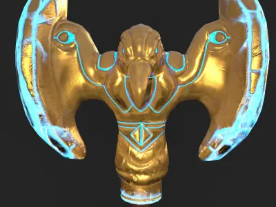 Stylized Golden Raven Hammer Low-poly 3D model