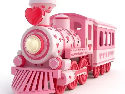 Stylized 3D Valentine  Train Model Low-poly 3D model
