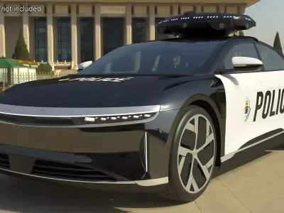 Lucid Air Electric Police Car Drone Launch Rigged for Maya 3D model