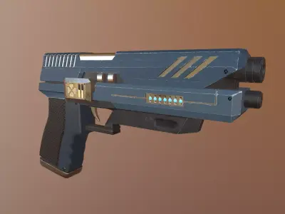Pistol sci-fi Low-poly 3D model