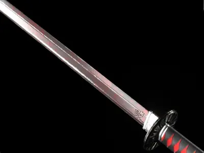 Black Bloodstained Katana Sword Blade Low-poly 3D model