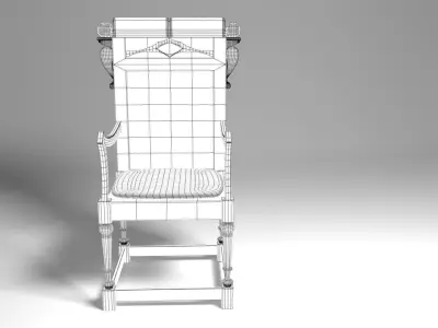 Antique Western Wooden Chair Low-poly 3D model