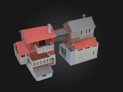 Medieval Village Diorama  A Miniature World of Rustic Life 3D model