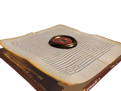 Ancient Sealed Tome Document Low-poly 3D model