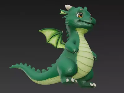 Cartoon Green Dragon 3D Model Low-poly 3D model