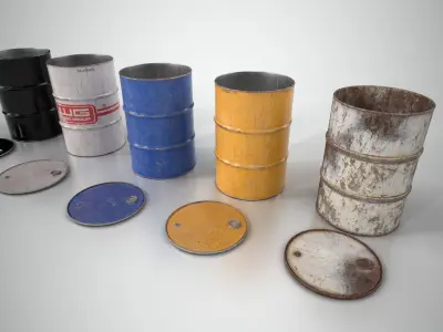 Oil Barrel 2 Open Low-poly 3D model