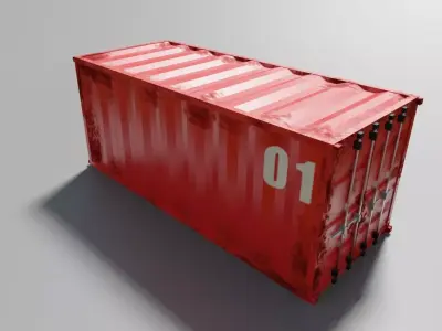 Container Cargo - Red - Ship - Port Low-poly 3D model