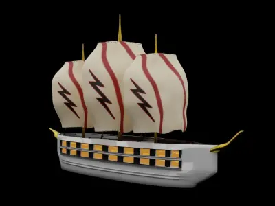 White Fancy modern Sail Ship 3D model