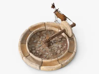 Mule Drawn Stone Well 3D model