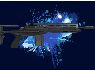 DMR 1 - M14 SOCOM Tactical Marksman Rifle - 4K Game Ready Low-poly 3D model