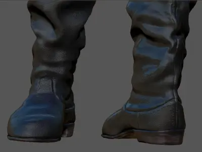Army Leather Boots Low-poly 3D model