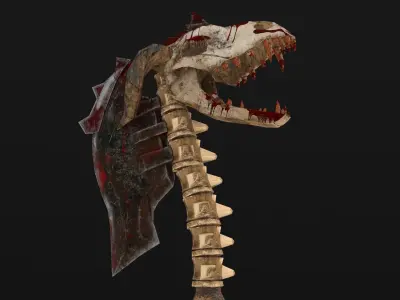 Viking Dragon Face Axe Low-poly 3D model