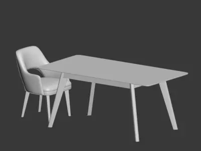 Dining Set table and chairs 3D model purchase