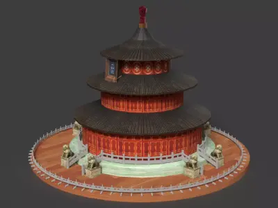 Chinese  ancient tower 3D  Low-poly 3D model