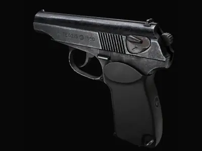 Old worn out Makarov Pistol Low-poly 3D model