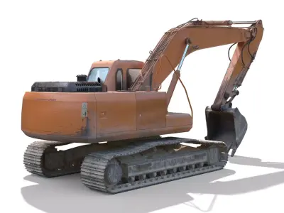 Generic PBR Rigged Excavator Low-poly 3D model