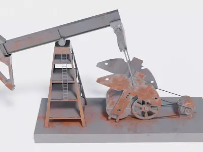 Pumpjack for oil extraction 3D model