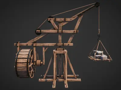 Crane  Medieval Type 1 Low Poly Low-poly 3D model