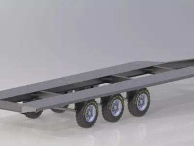 Trailer flatbed with wheels Free 3D model