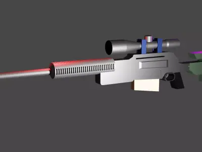 Barrett Sniper Rifle with Individual Part Low-poly 3D model
