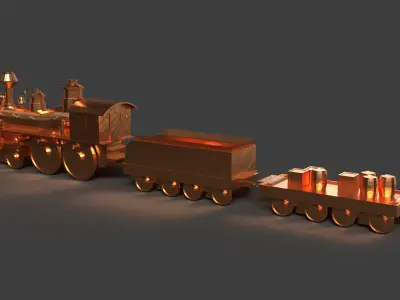 Steam train   Low-poly 3D model