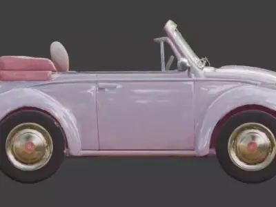Stylized 3D Valentine Convertible Car Model Low-poly 3D model