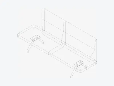 Seat - Bench - Worksmart - Backrest High Open End Low-poly 3D model