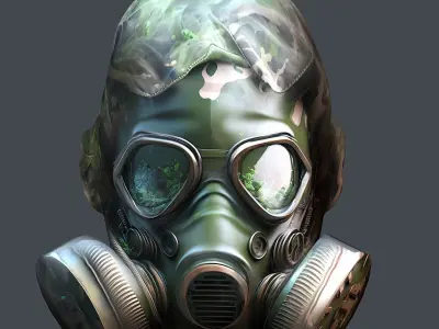 Gas mask helmet 3d model military combat fantasy cyborg  Low-poly 3D model get
