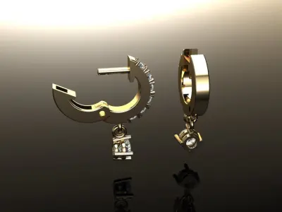 Small Size Diamond Hoop Dangle Earring 2MM 3D print model